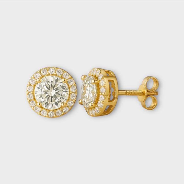 Moissanite Halo Earrings