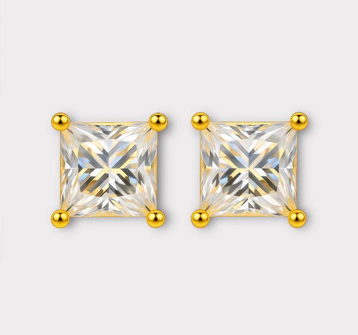 Princess Cut Moissanite Earrings
