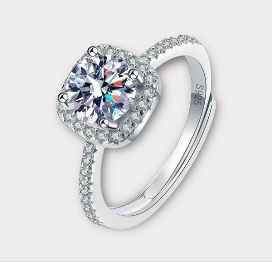Moissanite square Halo Ring