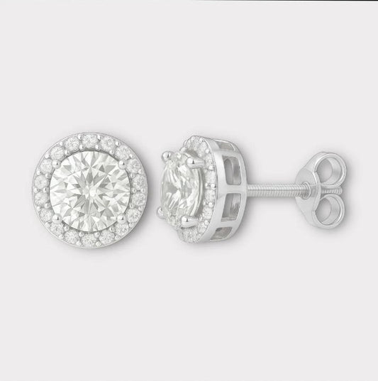 Moissanite Halo Earrings