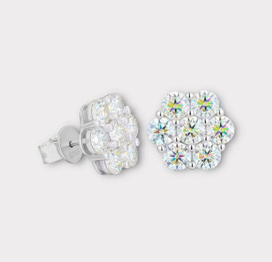 Moissanite Flower Earrings